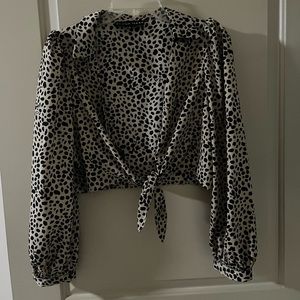 BLUSH MARK cheetah print tie shirt